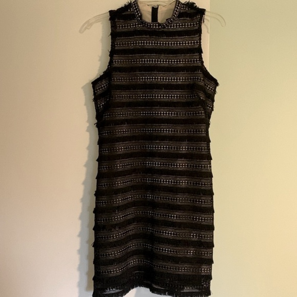 J.Crew black Fringe Lace Sheath Dress Style G1532